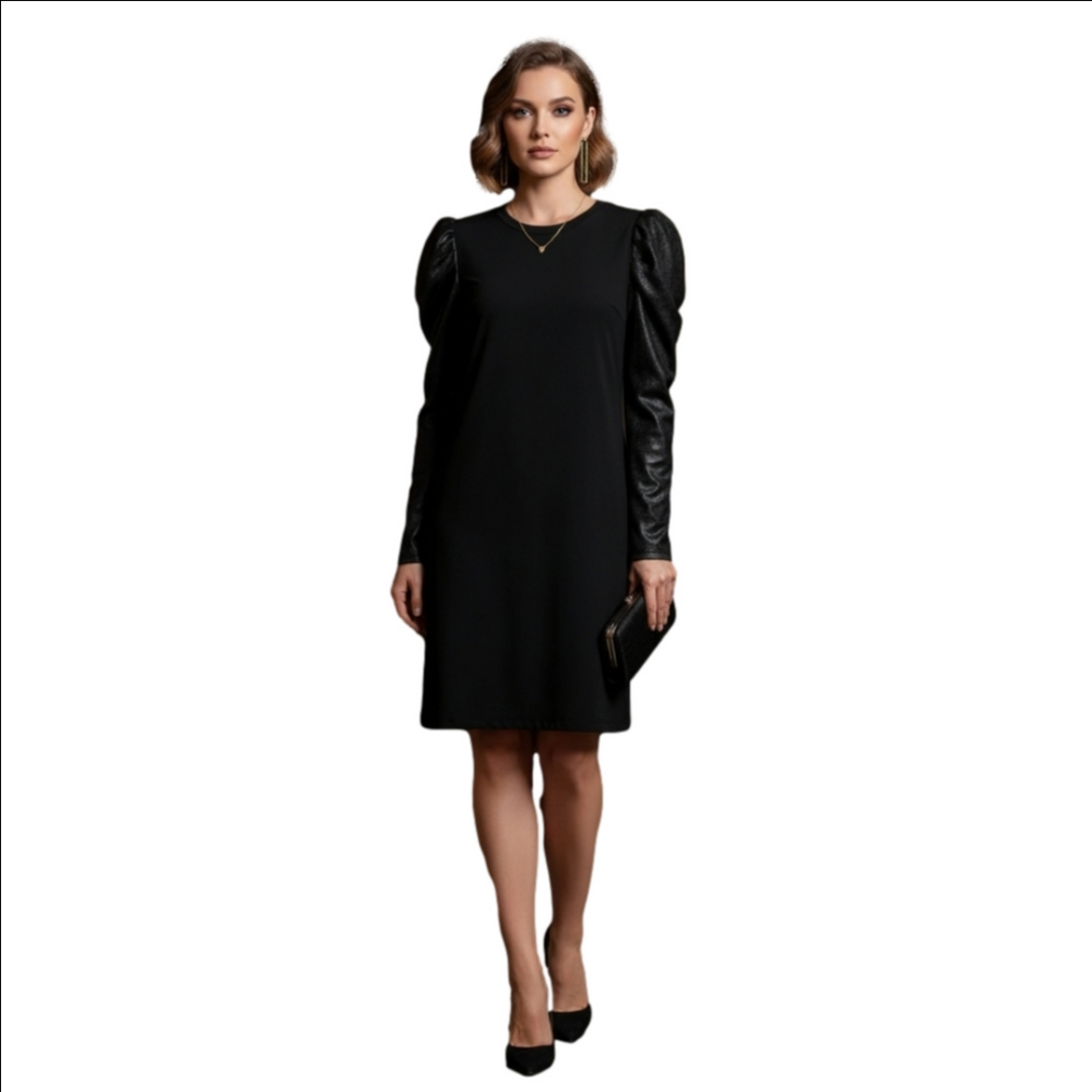 Women's Ariella Black Puff Sleeve Dress M